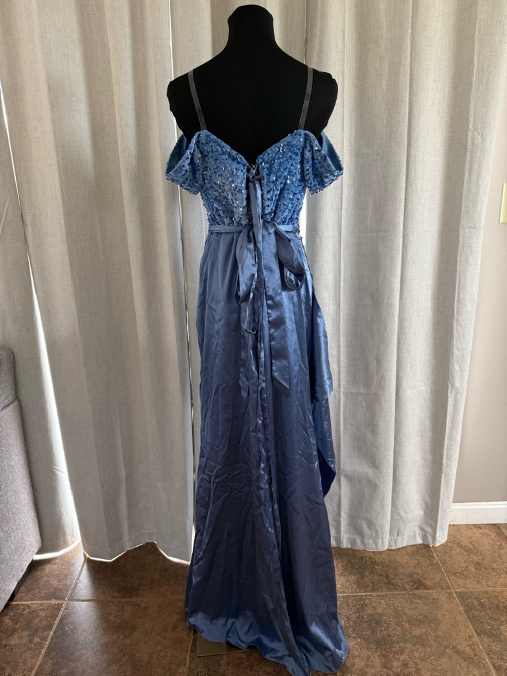 Blue Formal/Prom Dress with Sequins Size 12 NWT - Picture 2 of 6